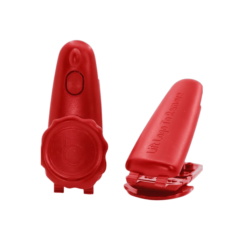 the bright red color is attention-getting and signifies that the merchandise is being secured